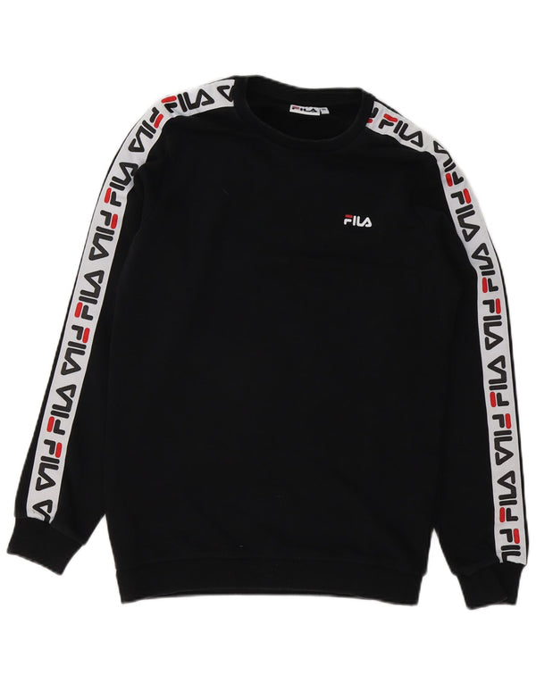 Fila Mens Graphic Sweatshirt Jumper XS Black Colourblock Cotton