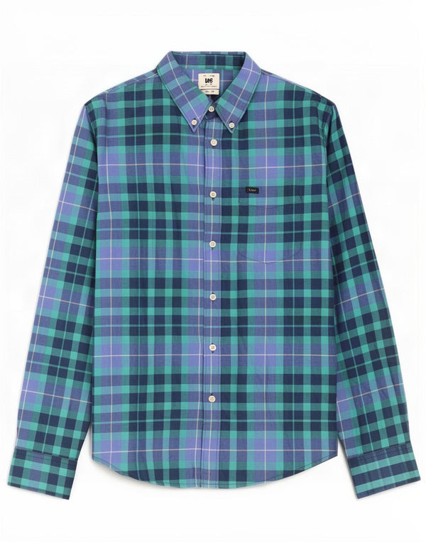 Lee Mens Regular Fit Flannel Shirt Medium Blue Check Cotton