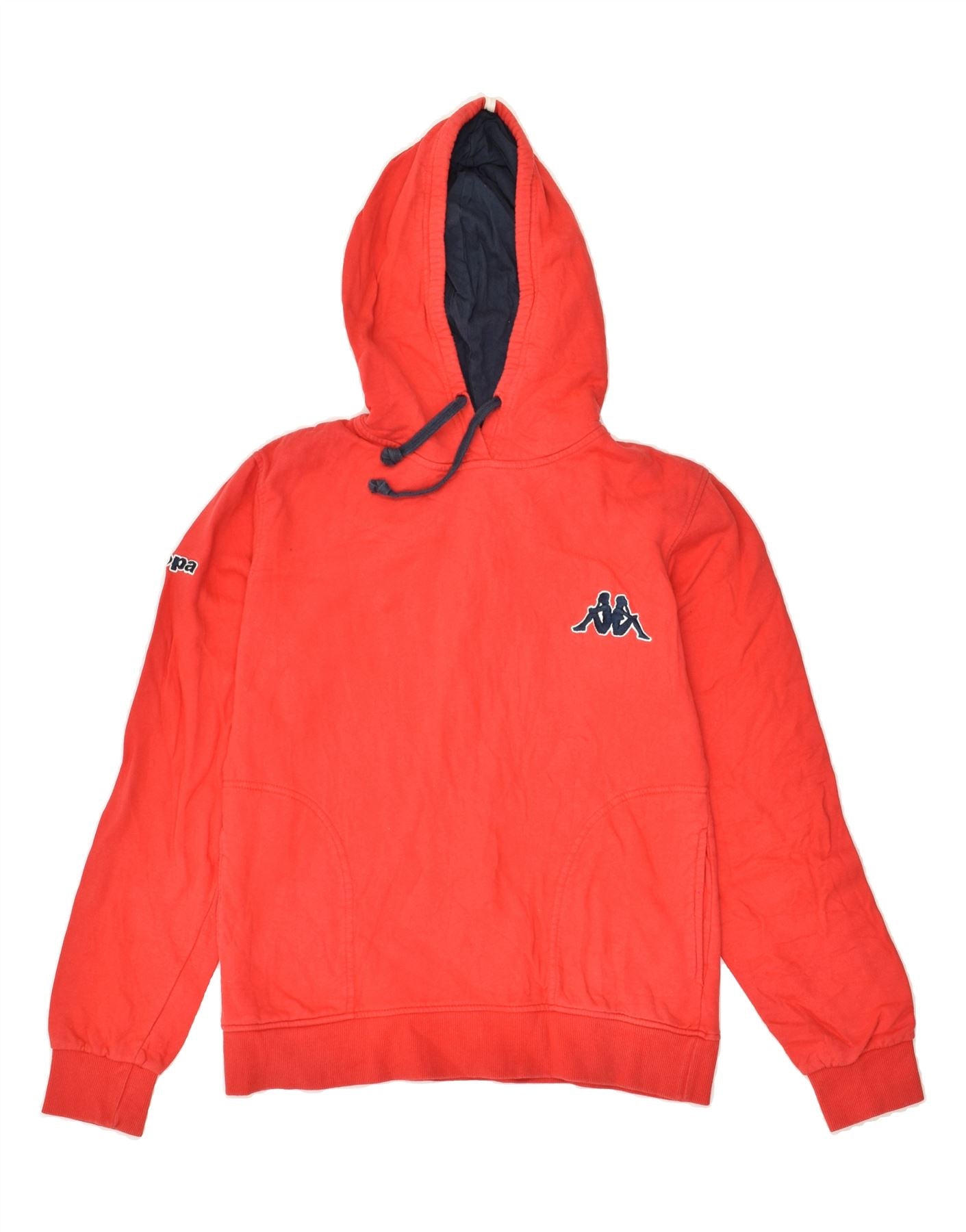 KAPPA Womens Graphic Hoodie Jumper UK 10 Small Red Cotton