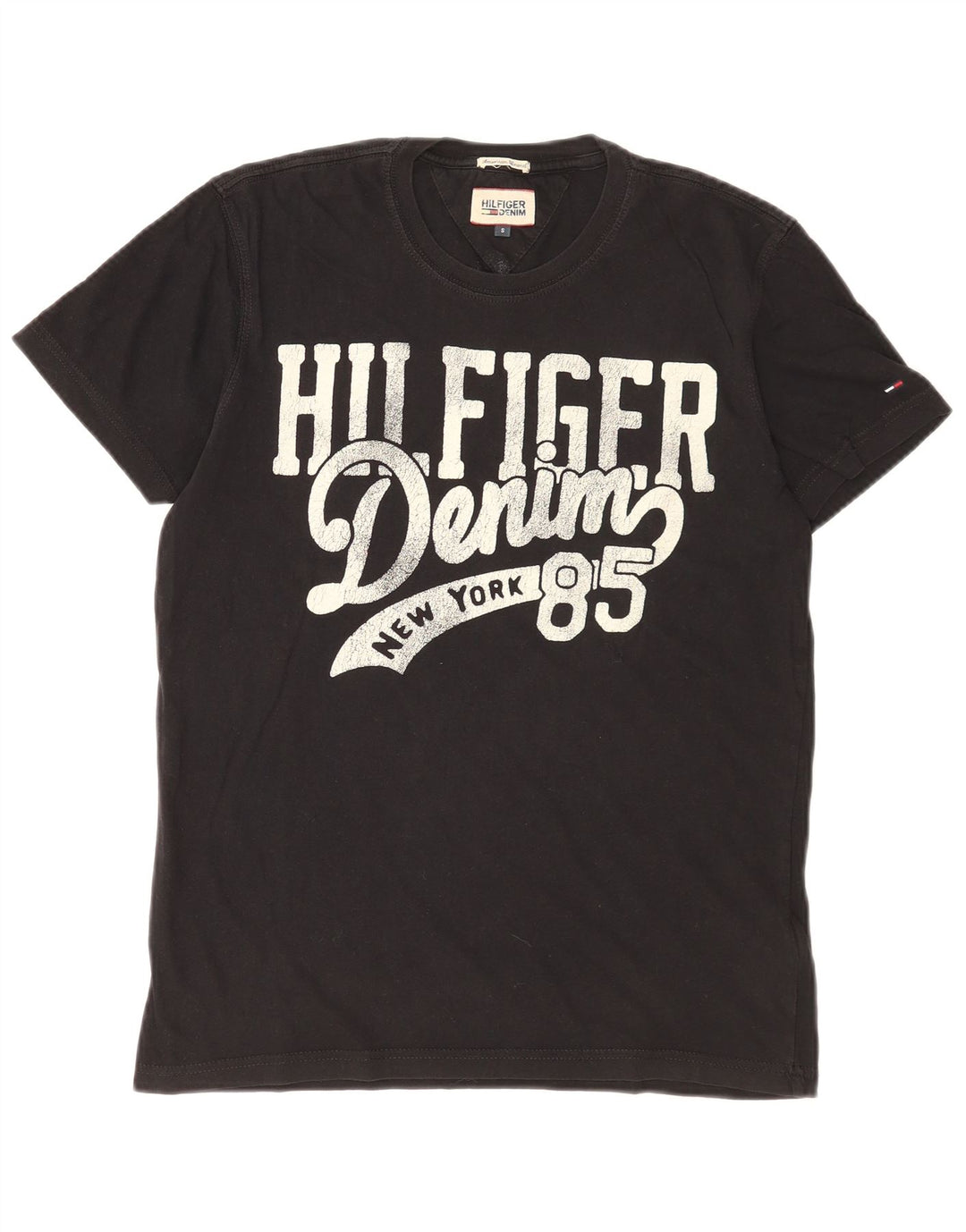 Tommy Hilfiger Mens Graphic T-Shirt Top Small Black Cotton