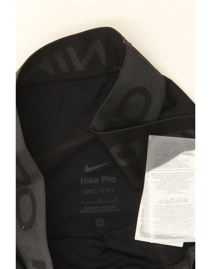 Nike Womens Dri Fit Graphic Leggings UK 14 Large Black Polyester