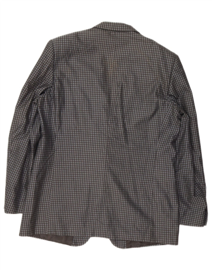 CAESAR  Mens 2 Button Blazer Jacket IT 56 XL Grey Gingham Cotton