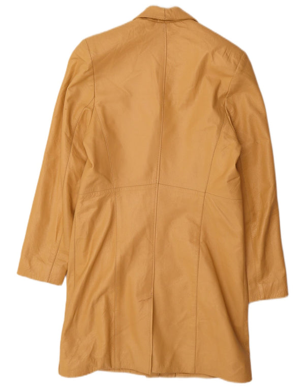 Carmen Womens Leather Coat UK 12 Medium Yellow Leather