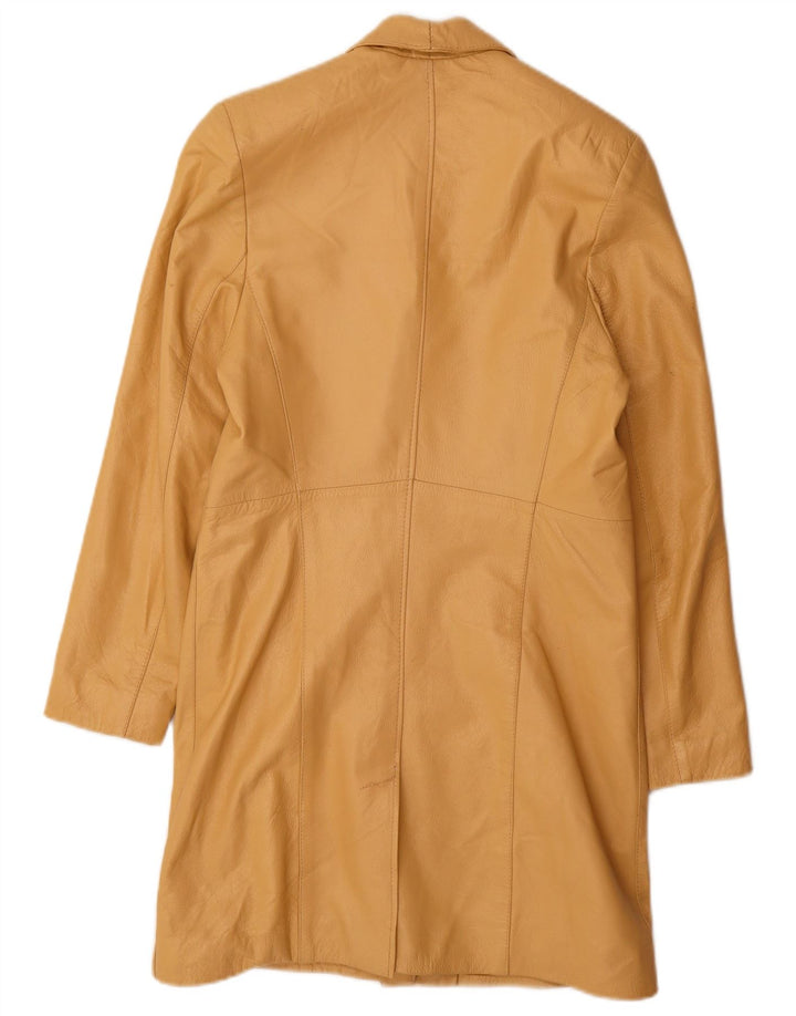 Carmen Womens Leather Coat UK 12 Medium Yellow Leather