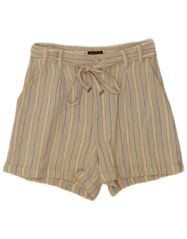 Massimo Dutti Womens High Rise Casual Shorts EU 36 XS W26 Beige Striped