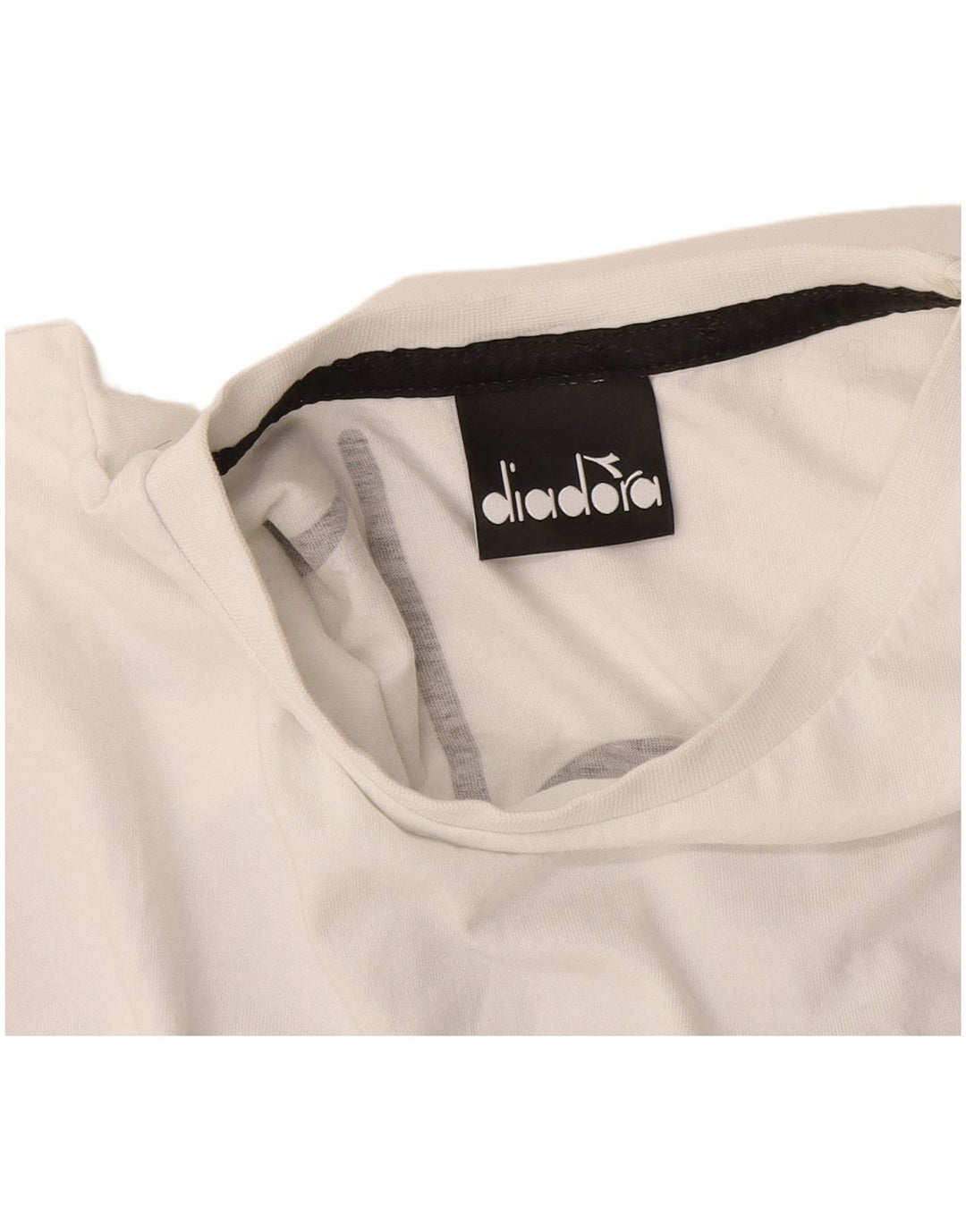 Diadora Womens Crop Graphic T-Shirt Top UK 12 Medium White