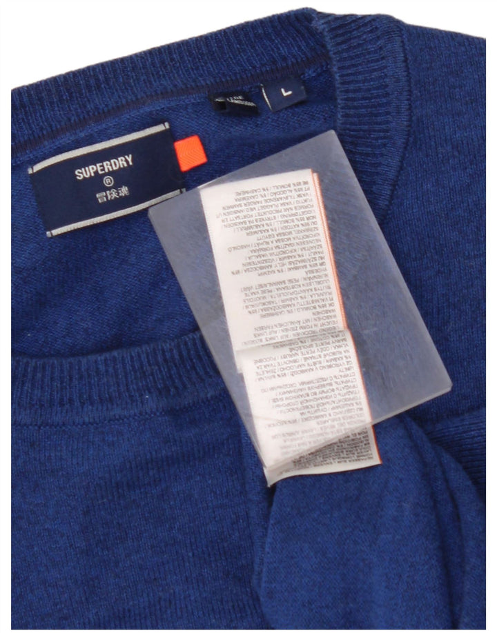 SUPERDRY Mens Crew Neck Jumper Sweater Large Blue Cotton