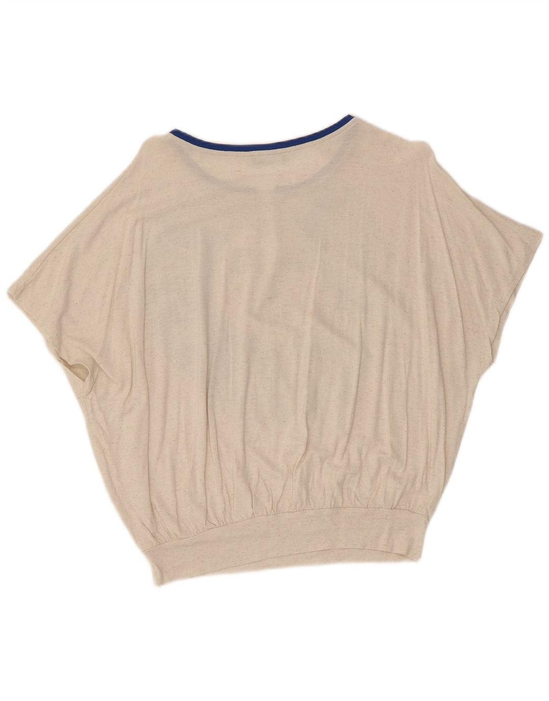 Benetton Womens Crop Batwing Blouse Top UK 14 Medium Off White