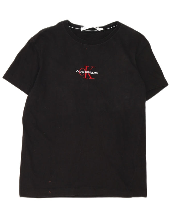 Calvin Klein Jeans Mens Graphic T-Shirt Top Medium Black Cotton