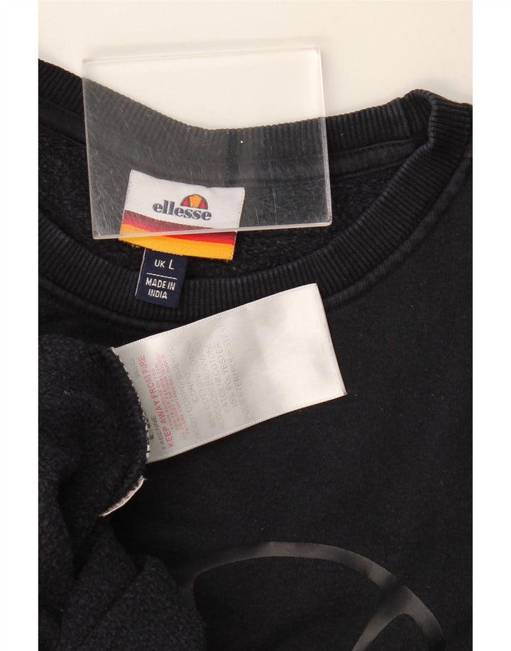 ELLESSE Mens Graphic Sweatshirt Jumper Large Navy Blue Cotton
