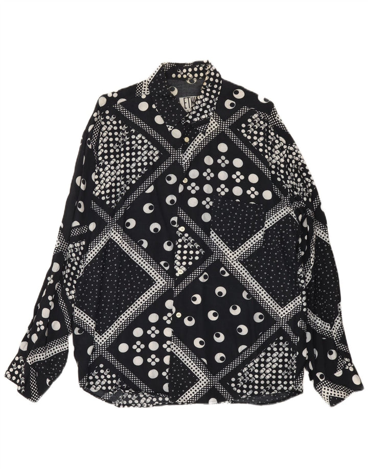 Vintage Mens Shirt XL Black Geometric Viscose