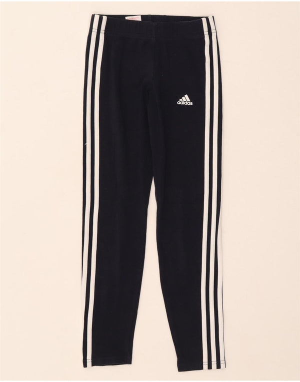 Adidas Girls Leggings 11-12 Years Navy Blue Cotton