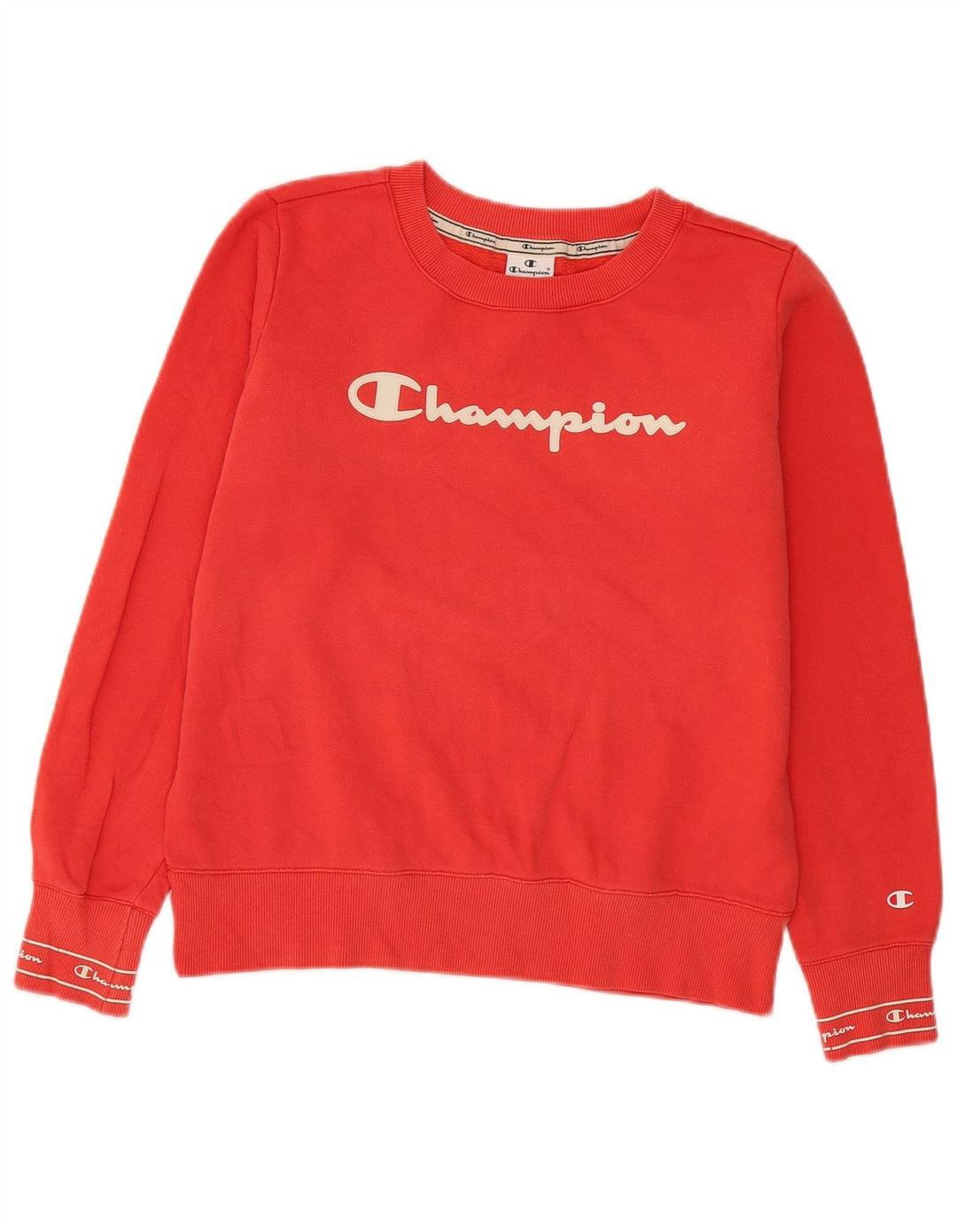Champion Womens Graphic Sweatshirt Jumper UK 12 Medium Red Cotton