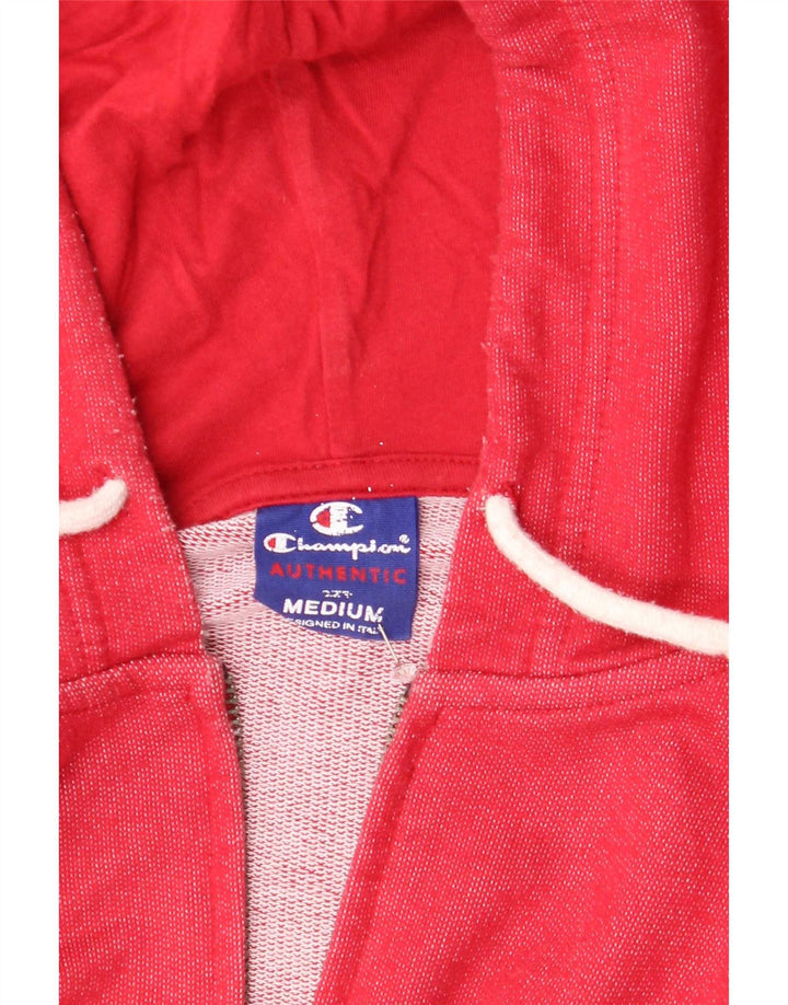 Champion Mens Zip Hoodie Sweater Medium Red Cotton