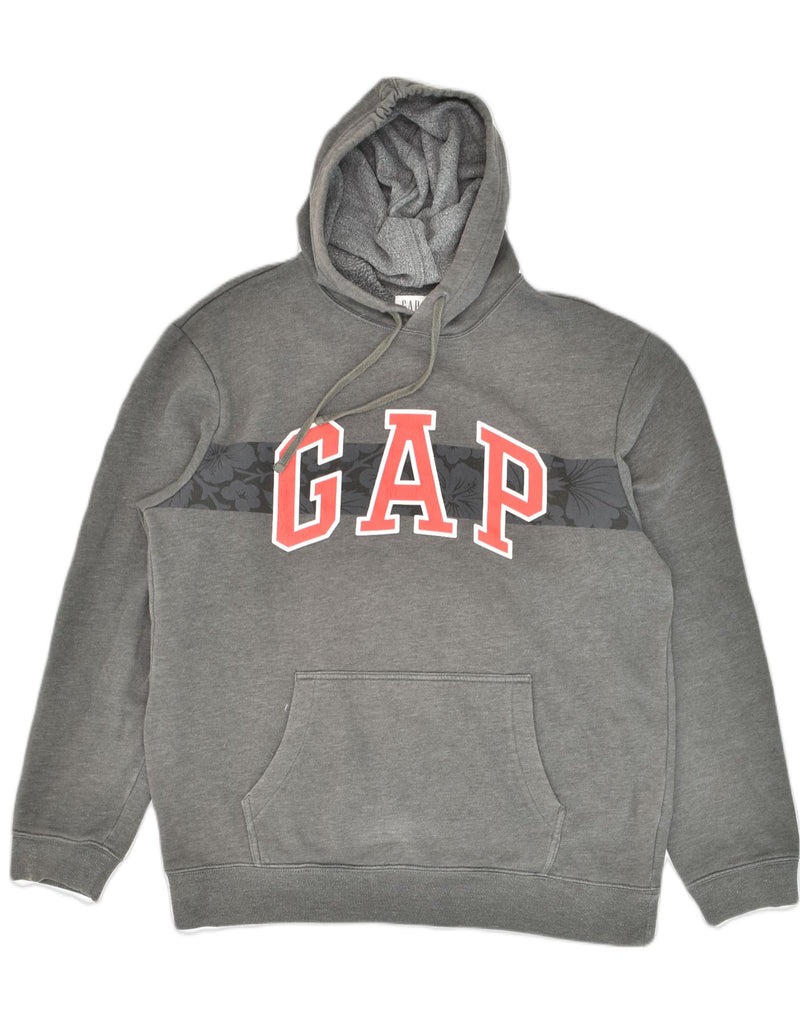 GAP Mens Graphic Hoodie Jumper Medium Grey Cotton | Vintage Gap | Thrift | Second-Hand Gap | Used Clothing | Messina Hembry 