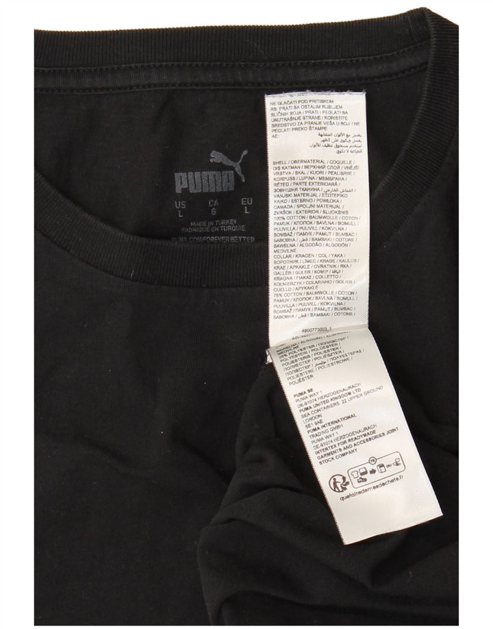 Puma Mens T-Shirt Top Large Black Cotton