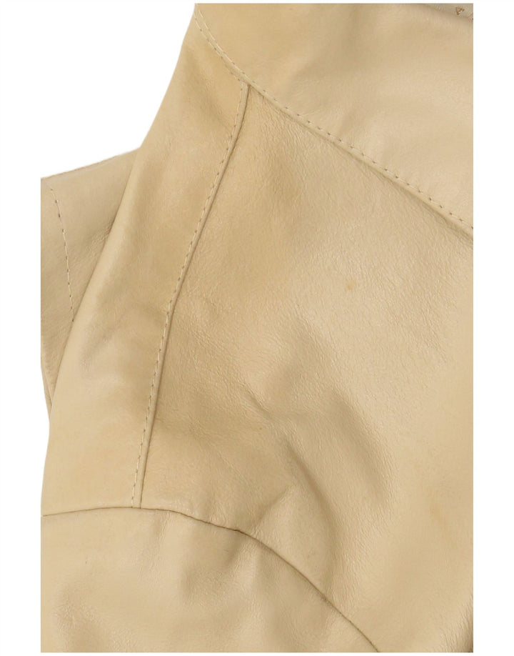 Bayside Mens Leather Jacket UK 40 Large Beige Leather