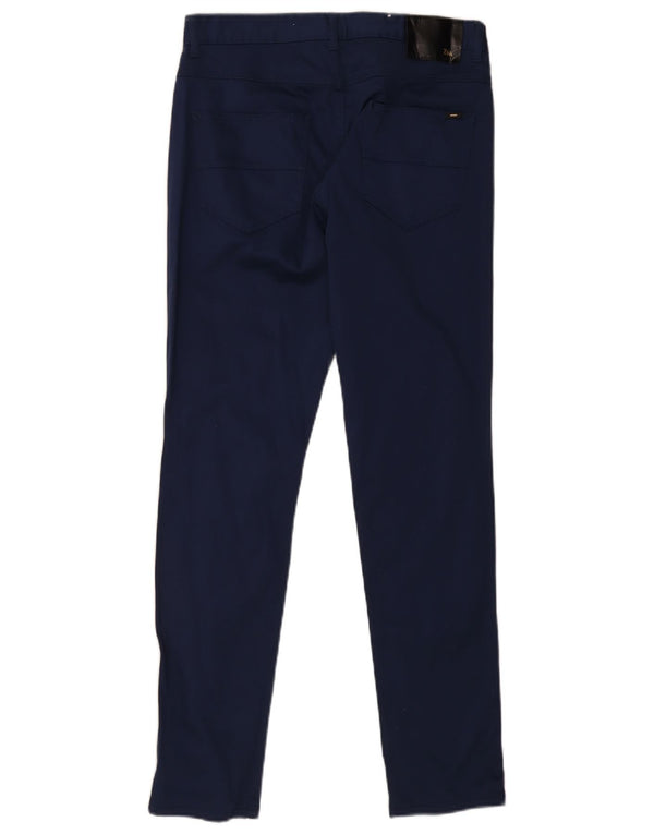 Zara Mens Skinny Chino Trousers EU 42 Large W32 L30 Navy Blue Cotton