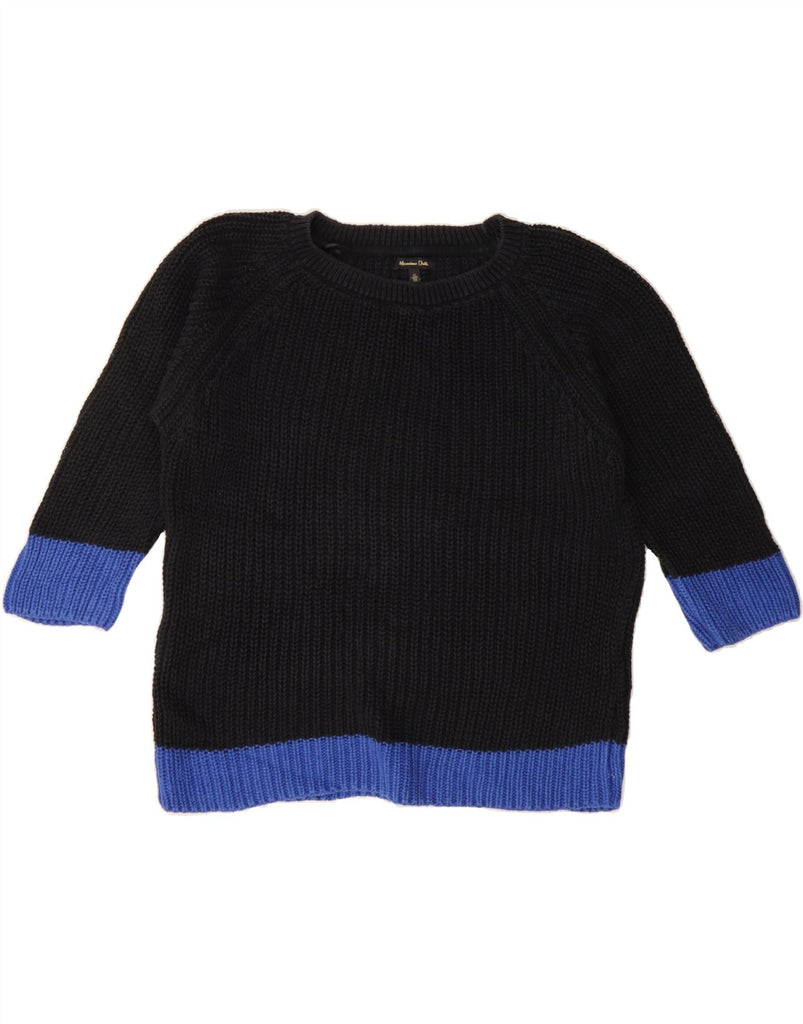 MASSIMO DUTTI Womens Boat Neck Jumper Sweater UK 18 XL Black Colourblock Vintage Massimo Dutti and Second-Hand Massimo Dutti from Messina Hembry 