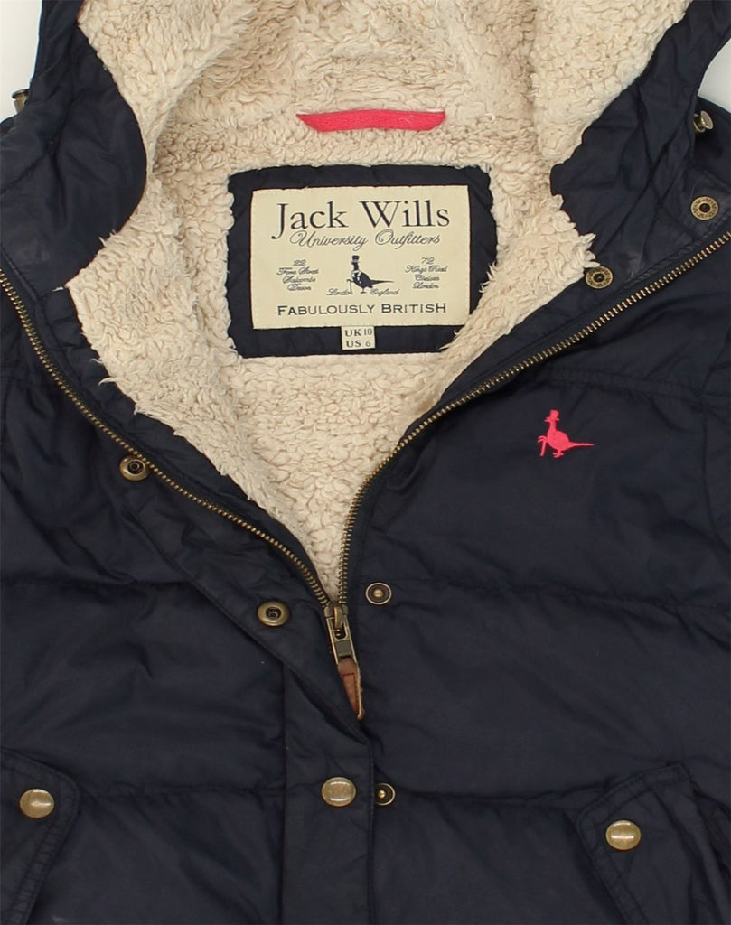 JACK WILLS Womens Hooded Sherpa Padded Gilet UK 10 Small  Navy Blue | Vintage Jack Wills | Thrift | Second-Hand Jack Wills | Used Clothing | Messina Hembry 