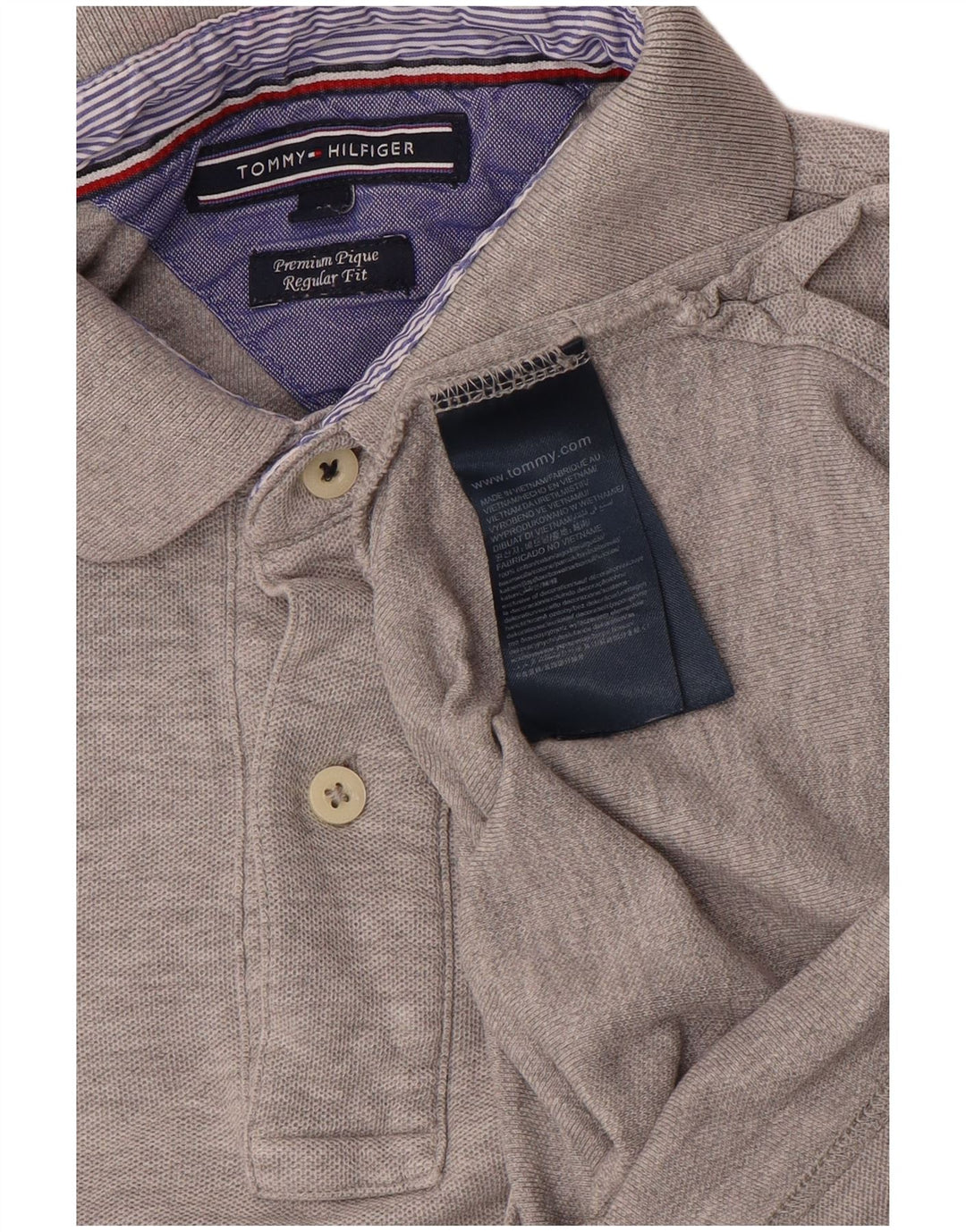 TOMMY HILFIGER Mens Regular Fit Polo Shirt Medium Grey Cotton