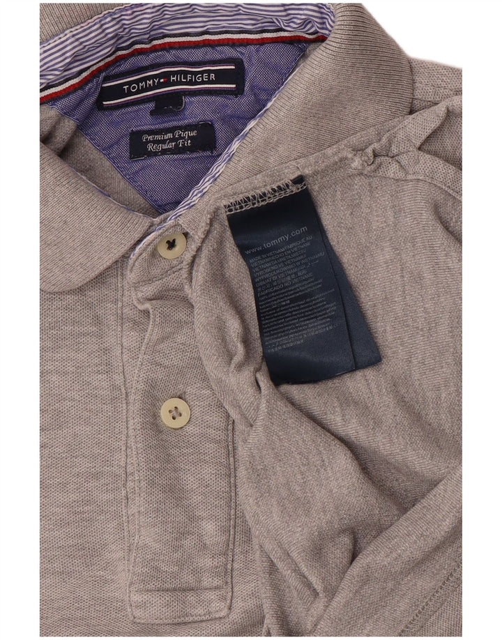 TOMMY HILFIGER Mens Regular Fit Polo Shirt Medium Grey Cotton