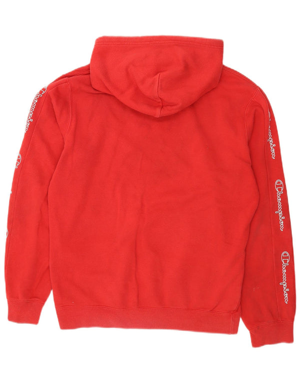 Champion Mens Graphic Hoodie Jumper Medium Red Cotton