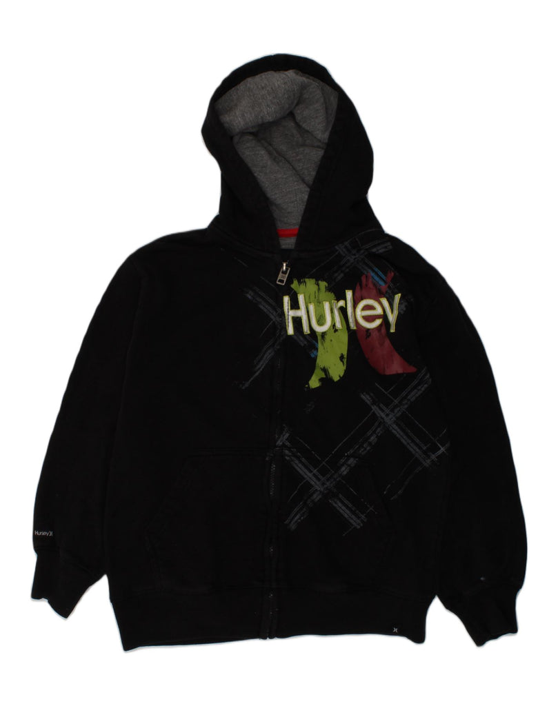 HURLEY Boys Graphic Zip Hoodie Sweater 12-13 Years Medium Black Cotton | Vintage Hurley | Thrift | Second-Hand Hurley | Used Clothing | Messina Hembry 