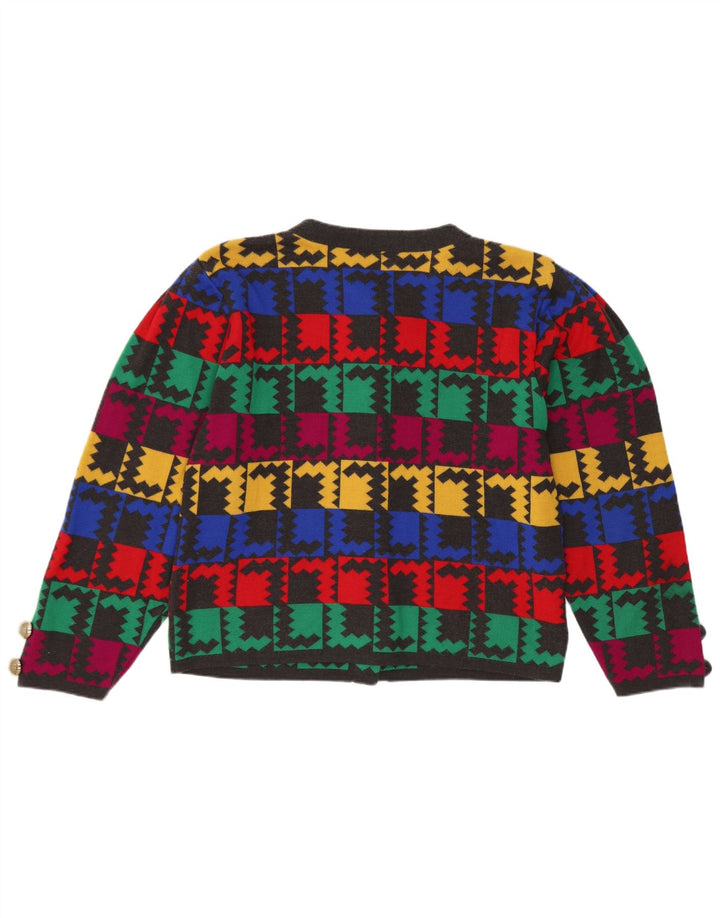 Bode Womens Crop Cardigan Sweater UK 14 Medium Multicoloured Geometric