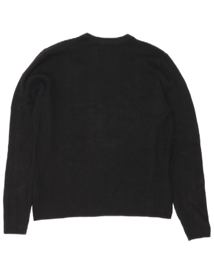 Marks & Spencer Womens Crew Neck Jumper Sweater UK 14 Large Black Viscose