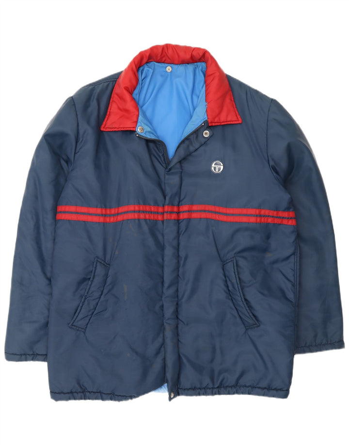 Sergio Tacchini Mens Hooded Padded Jacket IT 52 XL Navy Blue Colourblock