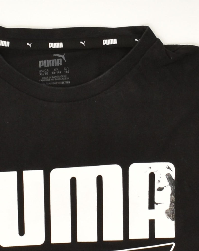 PUMA Boys Graphic T-Shirt Top 13-14 Years XL Black Cotton | Vintage Puma | Thrift | Second-Hand Puma | Used Clothing | Messina Hembry 