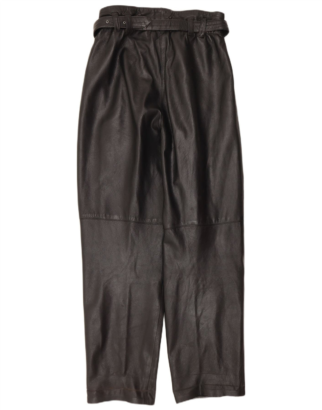 Vintage Womens Straight Leather Trousers IT 42 Medium W30 L30 Black