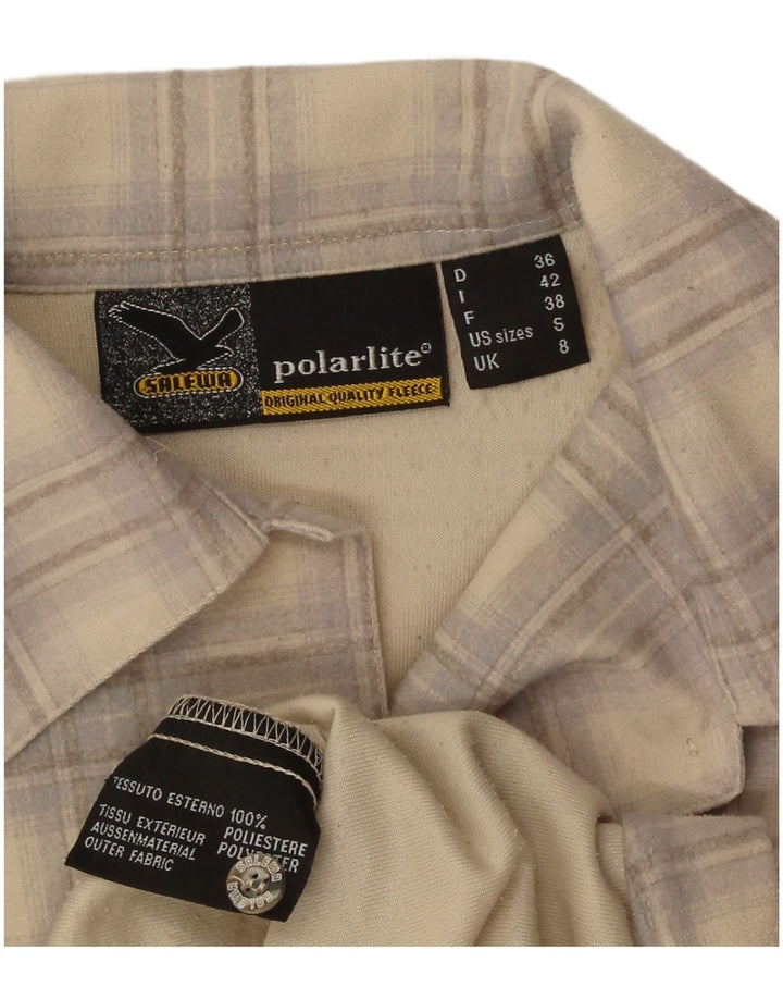 SALEWA Womens Polarlite Flannel Shirt UK 8 Small Beige Check Polyester