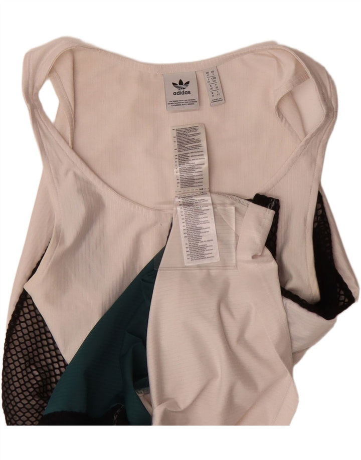 ADIDAS Womens Vest Top UK 10 Small White Colourblock Polyester Vintage Adidas and Second-Hand Adidas from Messina Hembry 