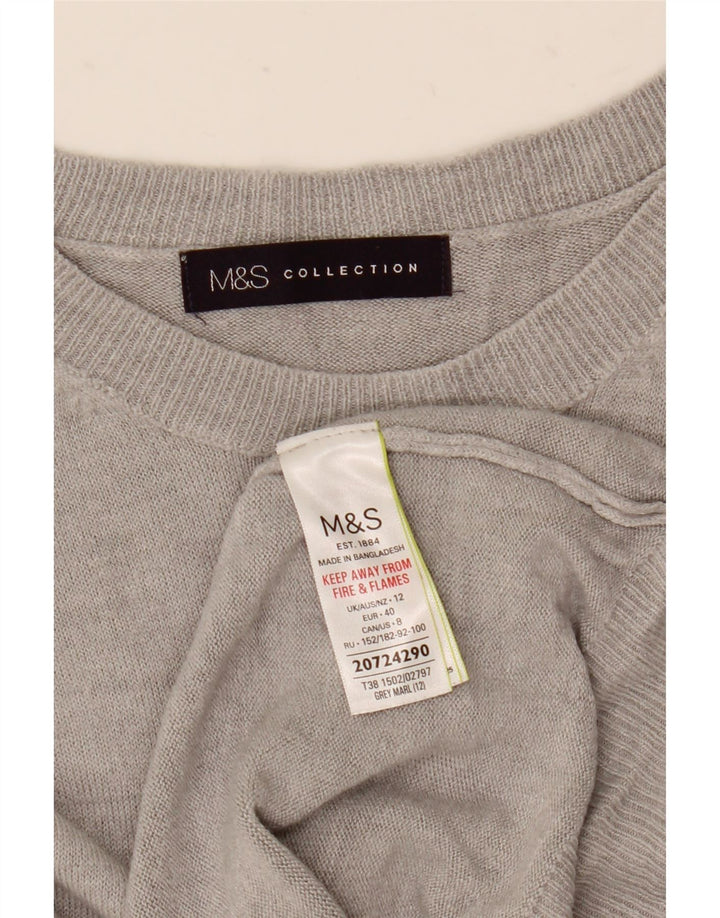 Marks & Spencer Womens Boat Neck Jumper Sweater UK 12 Medium Grey Acrylic