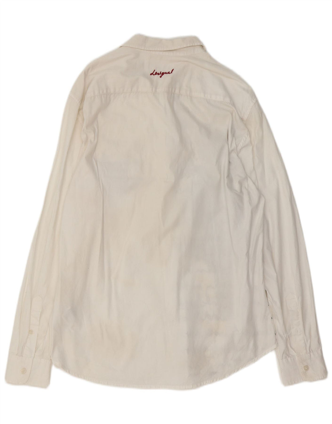 DESIGUAL Mens Graphic Regular Fit Shirt Large White Cotton
