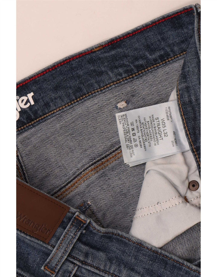 Wrangler Mens Straight Jeans W35 L32 Blue Cotton