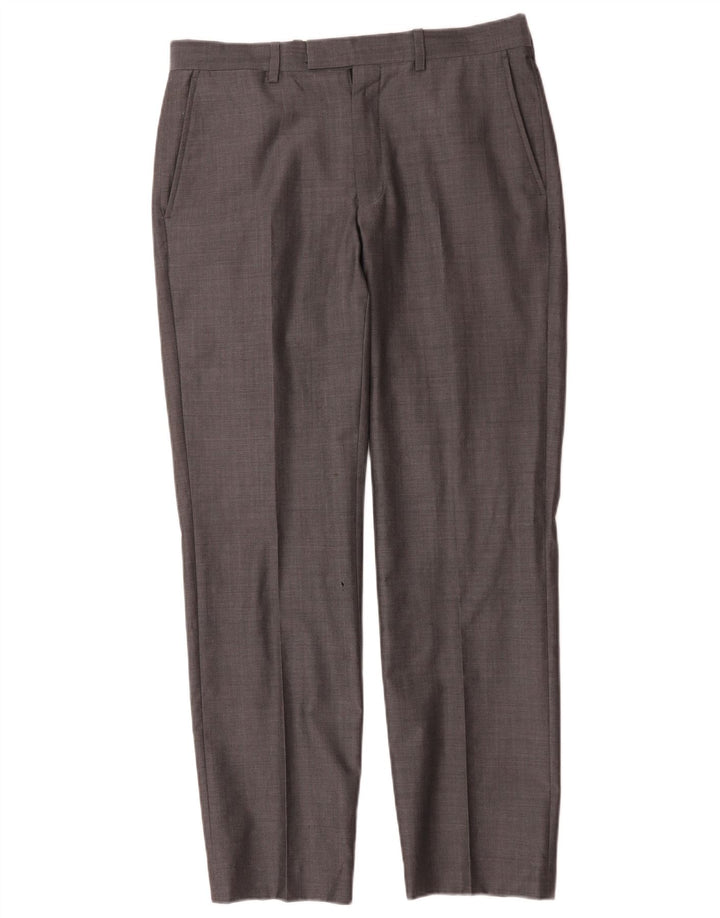 Marks & Spencer Mens Autograph Straight Suit Trousers W32 L31 Grey Wool