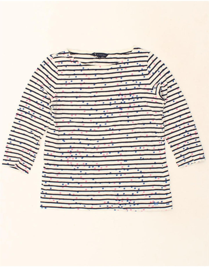 CREW CLOTHING Womens Top 3/4 Sleeve US 10 Large White Spotted Nautical Vintage Crew Clothing and Second-Hand Crew Clothing from Messina Hembry 