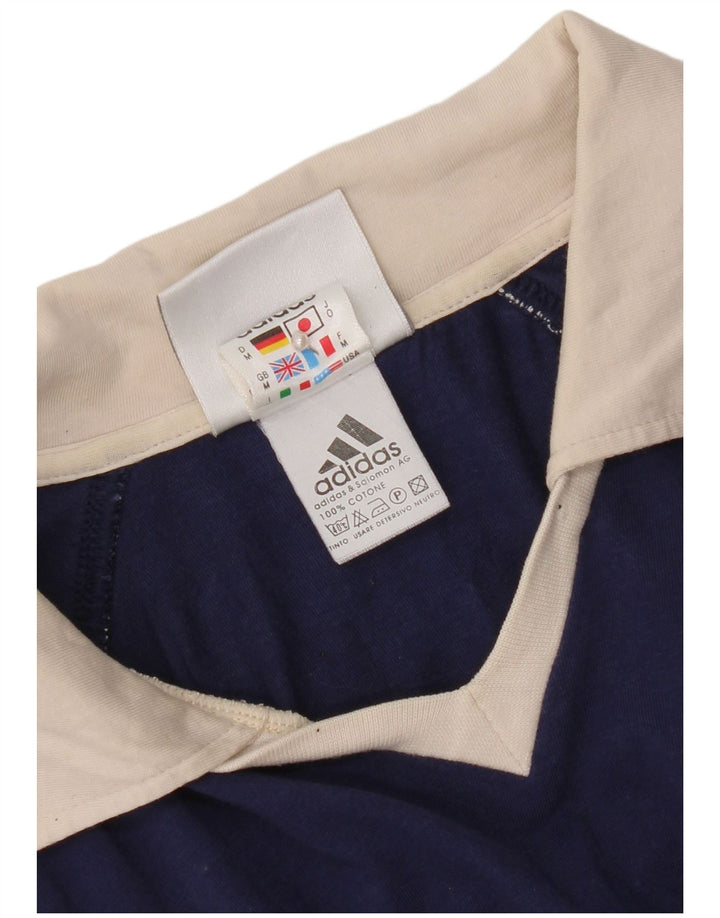 Adidas Mens Polo Shirt Medium Navy Blue Colourblock Cotton