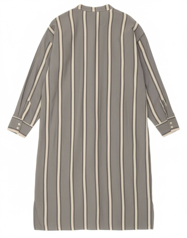 Valentino Womens Long Sleeve Pullover Shirt Dress IT 52 2XL Grey Striped