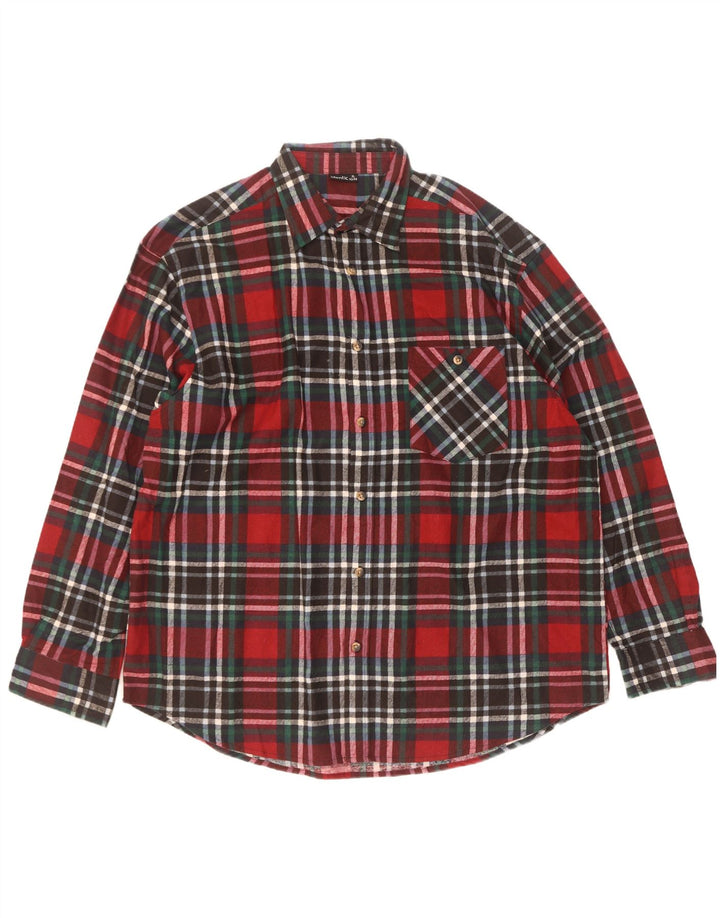 Identic Mens Flannel Shirt Size 43/44 XL Red Check Cotton