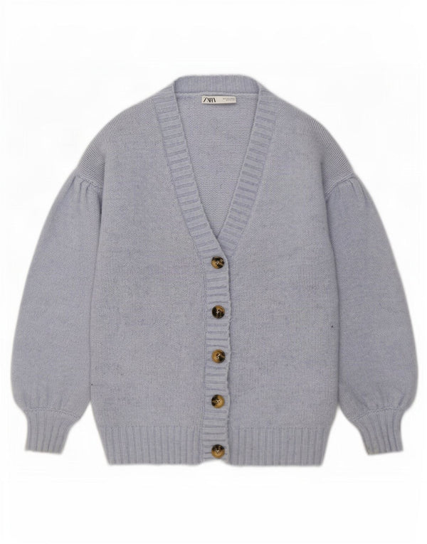 Zara Womens Oversized Cardigan Sweater UK 10 Small Blue Polyester
