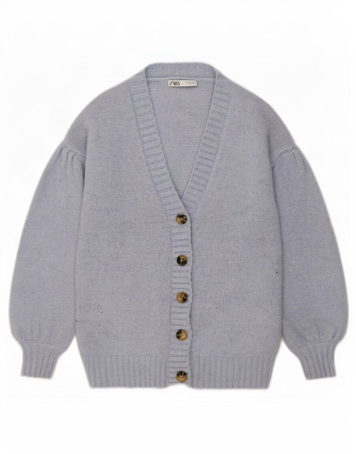 Zara Womens Oversized Cardigan Sweater UK 10 Small Blue Polyester