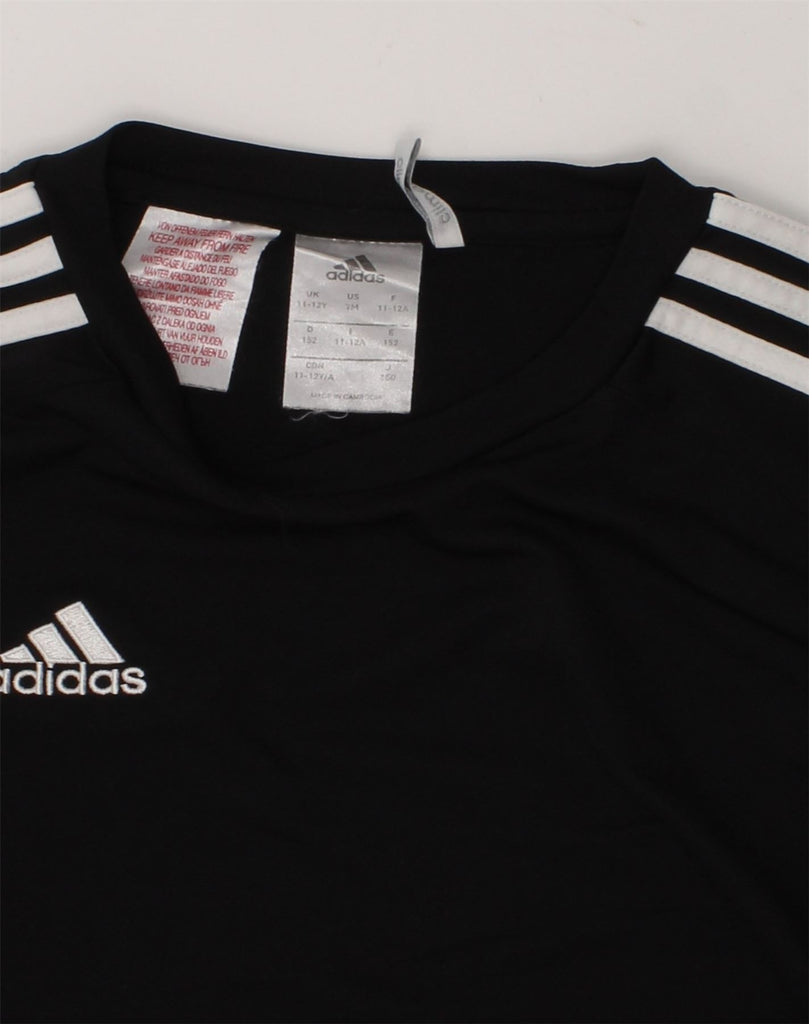 ADIDAS Boys T-Shirt Top 11-12 Years Black Polyester | Vintage Adidas | Thrift | Second-Hand Adidas | Used Clothing | Messina Hembry 