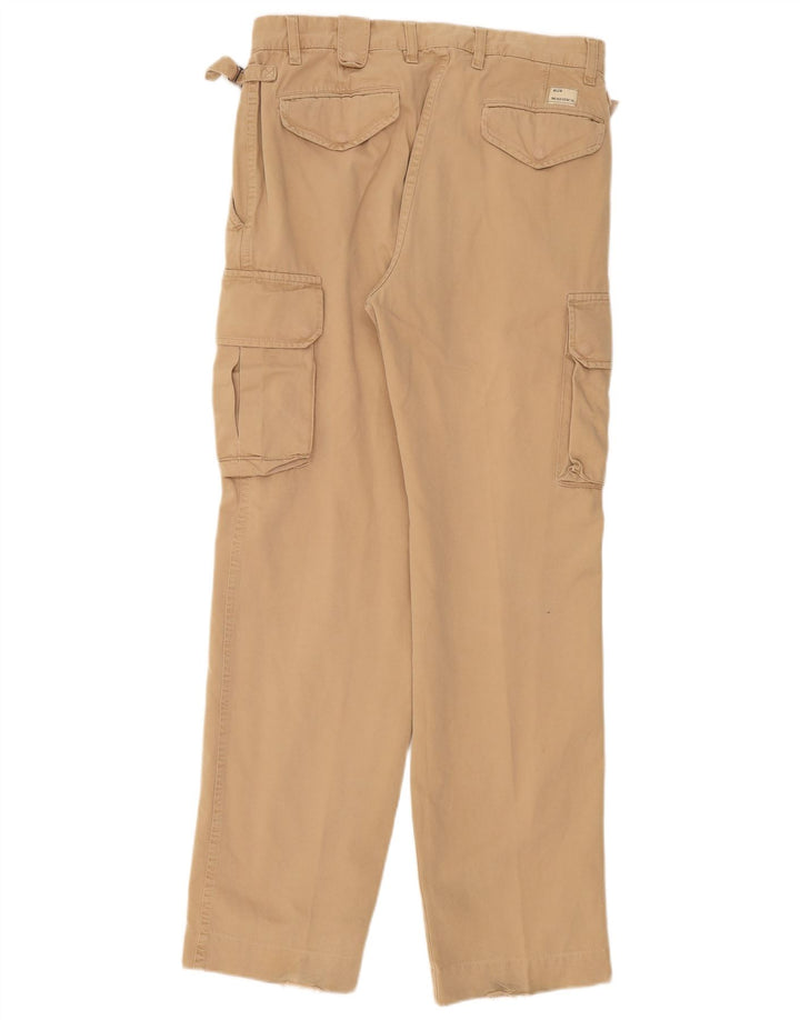 Mason's Mens Straight Cargo Trousers W32 L33 Beige Cotton