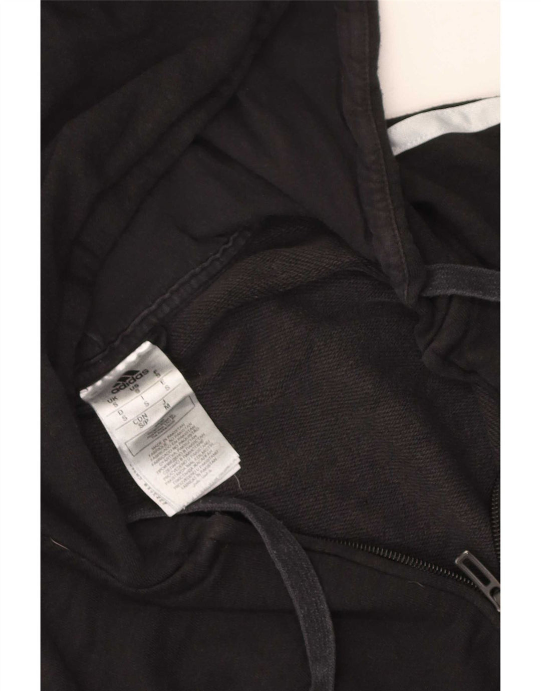 Adidas Mens Zip Hoodie Sweater Small Black Cotton