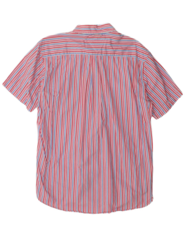 Tommy Hilfiger Mens Short Sleeve Shirt Large Red Pinstripe