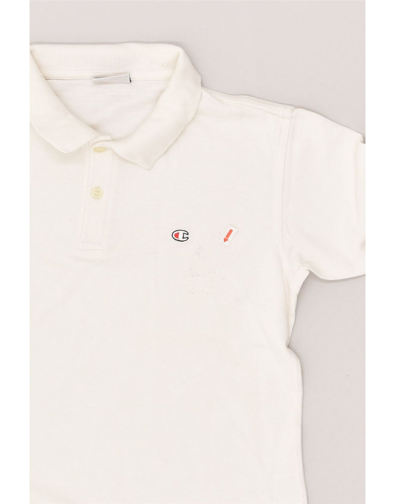 CHAMPION Boys Polo Shirt 7-8 Years White Cotton | Vintage Champion | Thrift | Second-Hand Champion | Used Clothing | Messina Hembry 